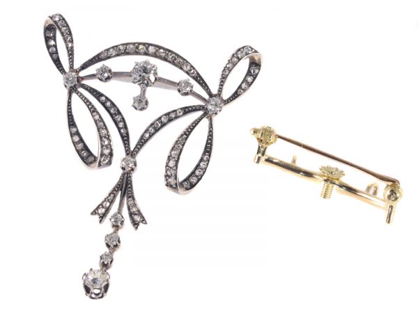 Elegant Antique Belle Epoque Diamond Pendant Brooch