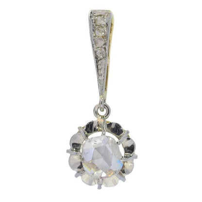 Antique Art Deco Diamond Pendant with Large Rose Cut Diamond