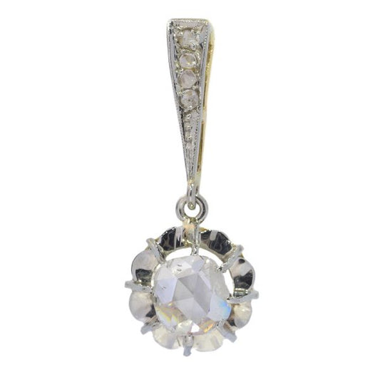 Antique Art Deco Diamond Pendant with Large Rose Cut Diamond