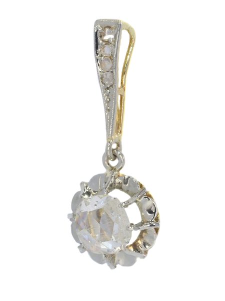Antique Art Deco Diamond Pendant with Large Rose Cut Diamond