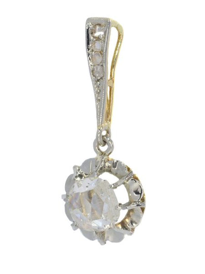 Antique Art Deco Diamond Pendant with Large Rose Cut Diamond