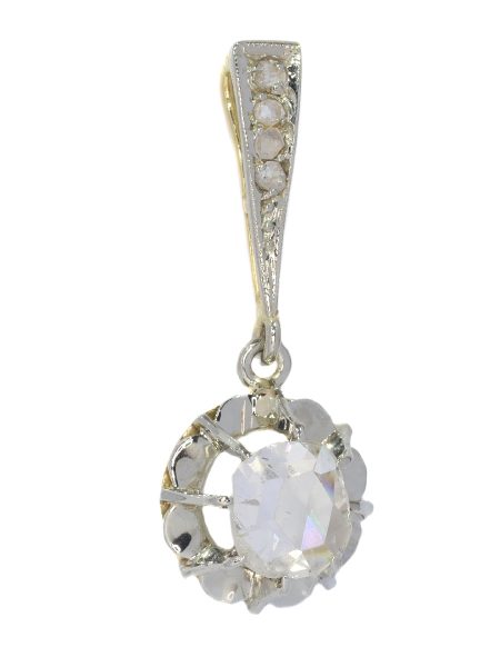 Antique Art Deco Diamond Pendant with Large Rose Cut Diamond
