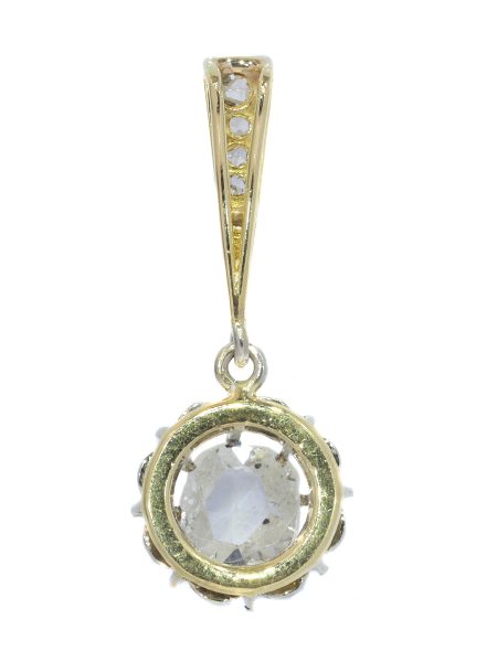 Antique Art Deco Diamond Pendant with Large Rose Cut Diamond