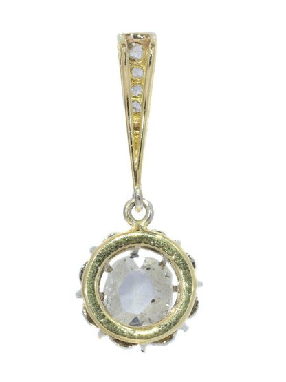 Antique Art Deco Diamond Pendant with Large Rose Cut Diamond