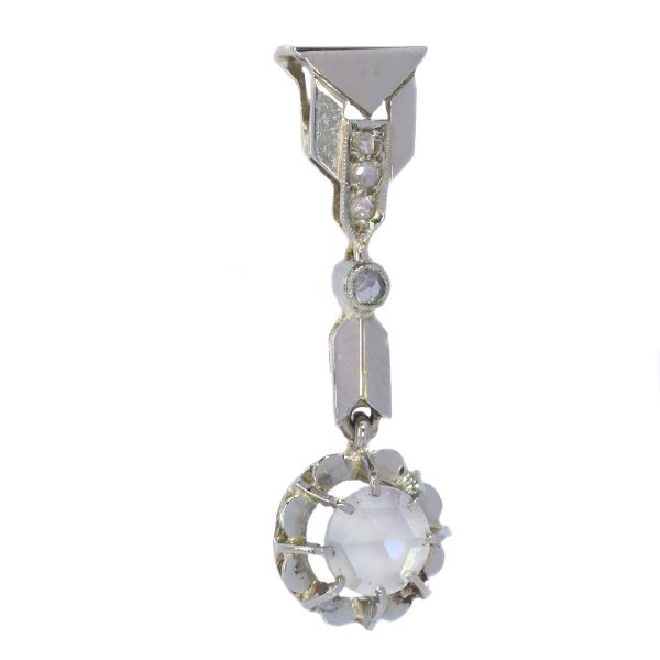 Vintage Art Deco Large Rose Cut Diamond Pendant, 18ct White Gold