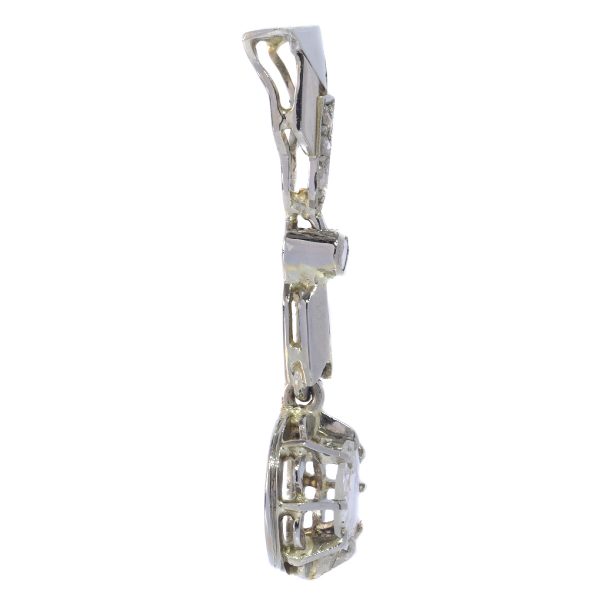 Vintage Art Deco Large Rose Cut Diamond Pendant, 18ct White Gold