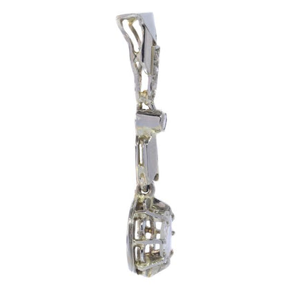 Vintage Art Deco Large Rose Cut Diamond Pendant, 18ct White Gold