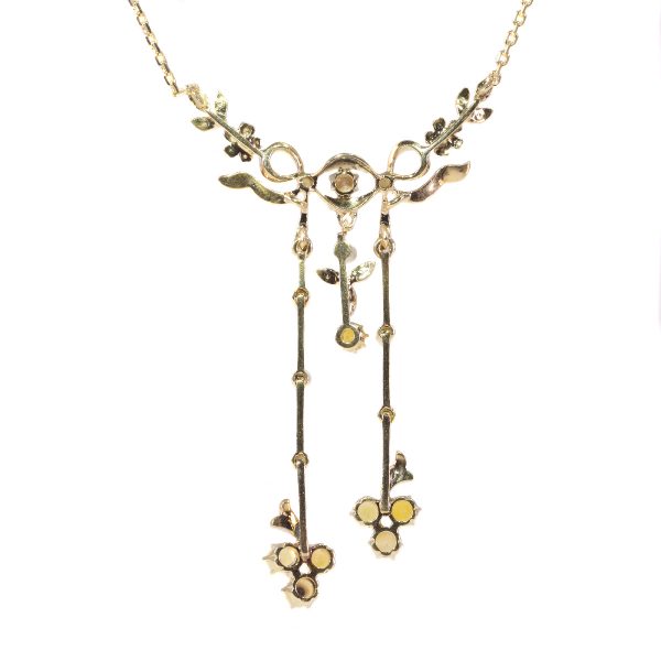 Antique Late Victorian Natural Half Seed Pearl Gold Necklace