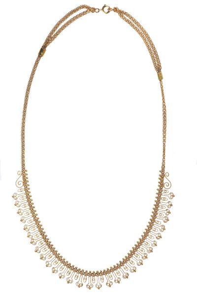 Antique Gold Filigree Bow Necklace