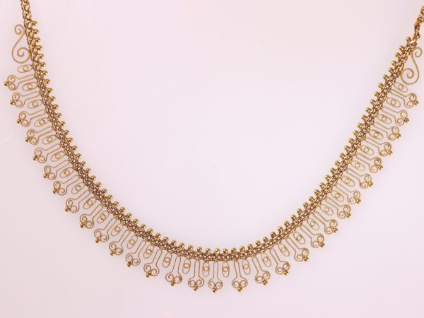 Antique Gold Filigree Bow Necklace