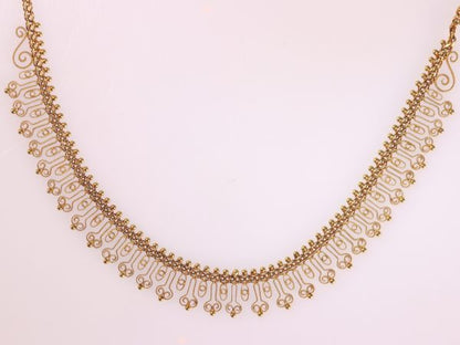 Antique Gold Filigree Bow Necklace