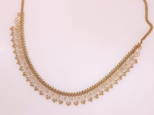 Antique Gold Filigree Bow Necklace