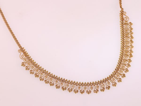 Antique Gold Filigree Bow Necklace