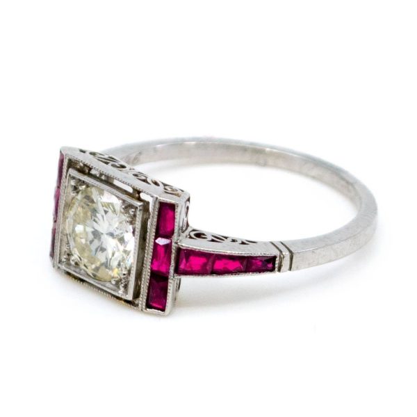 Vintage Ruby and Old European Cut Diamond Ring