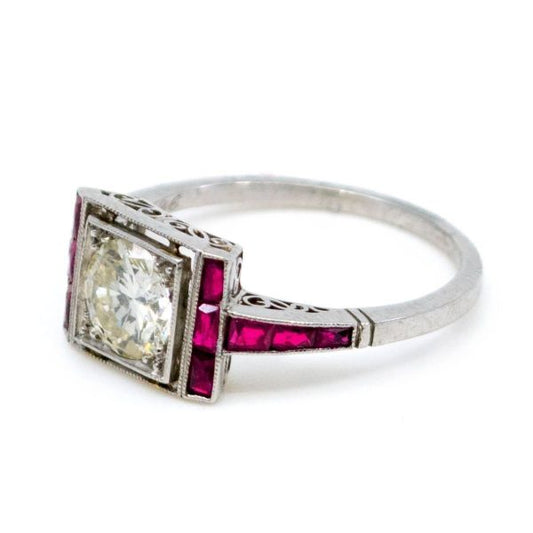 Vintage Ruby and Old European Cut Diamond Ring