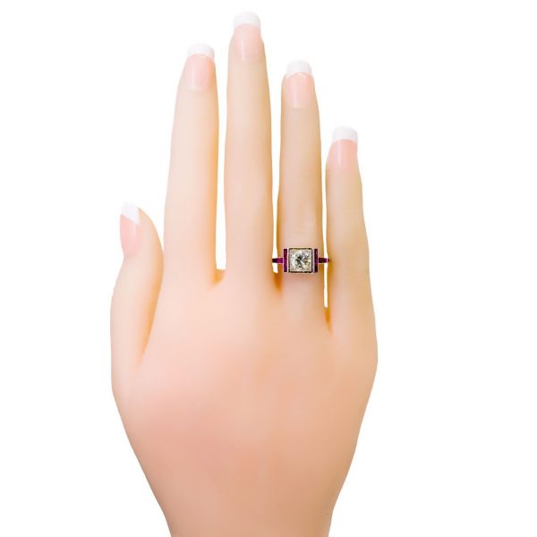 Vintage Ruby and Old European Cut Diamond Ring