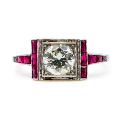 Vintage Ruby and Old European Cut Diamond Ring