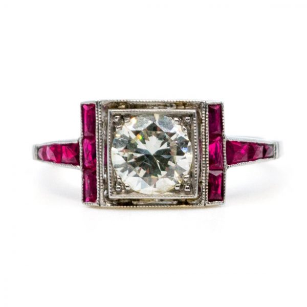 Vintage Ruby and Old European Cut Diamond Ring