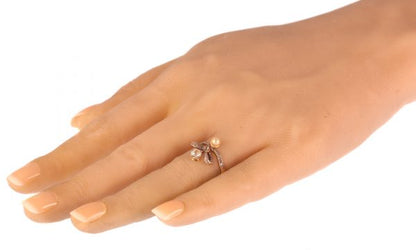 Antique Victorian Diamond and Pearl Bow Ring