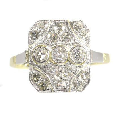 Antique Art Deco Old Mine Brilliant Cut Diamond Engagement Ring