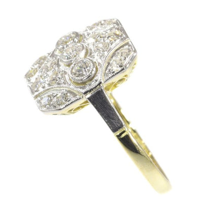 Antique Art Deco Old Mine Brilliant Cut Diamond Engagement Ring