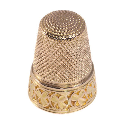 Antique French Victorian 18ct Gold Thimble with Three Leaf Clover Motif