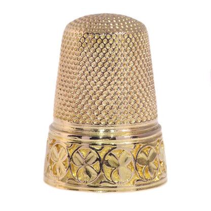 Antique French Victorian 18ct Gold Thimble with Three Leaf Clover Motif