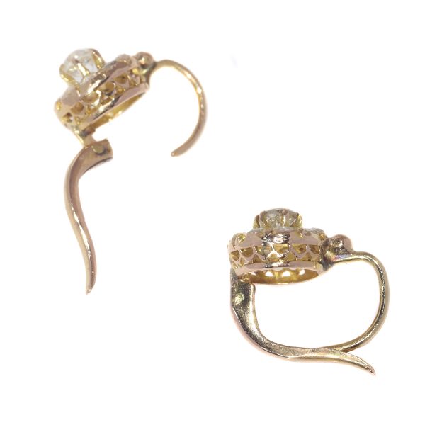 Antique Victorian 18ct Yellow Gold Diamond Drop Earrings