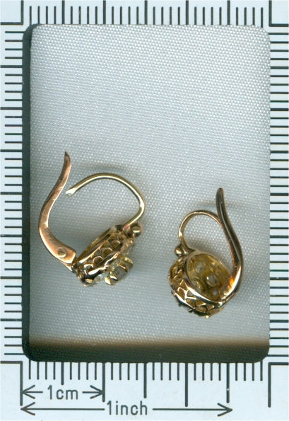 Antique Victorian 18ct Yellow Gold Diamond Drop Earrings