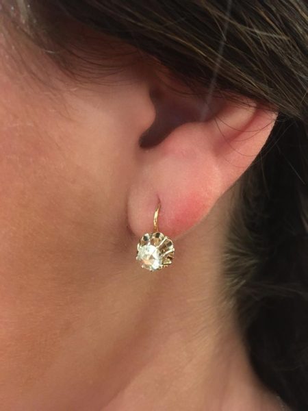 Vintage Rose Cut Diamond Drop Earrings, 0.60 carats
