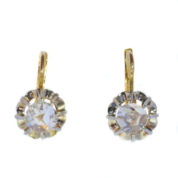 Vintage 1950s Rose Cut Diamond Drop Earrings, 0.60 carats