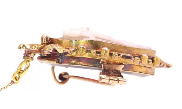 Victorian Cameo Locket Pendant Brooch depicting Cupid and Bacchus, Circa 1880