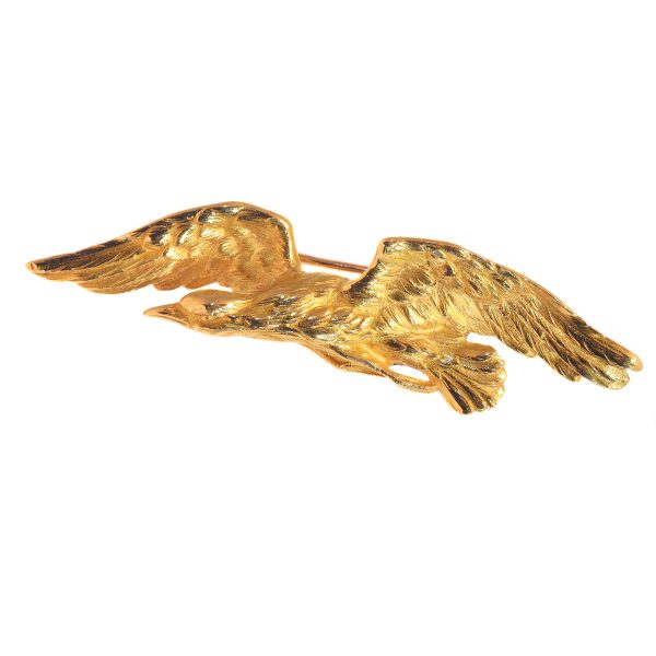 Late Victorian 18ct Yellow Gold Flying Eagle Brooch; 19th century 18ct yellow gold brooch in the form of an Eagle in flight, Circa 1890