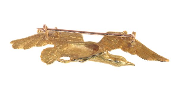 Late Victorian 18ct Yellow Gold Flying Eagle Brooch, Circa 1890