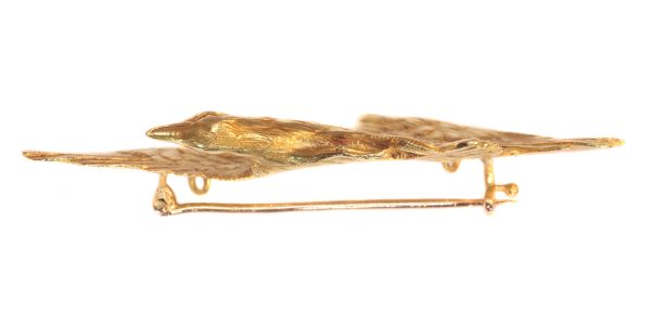 Late Victorian 18ct Yellow Gold Flying Eagle Brooch, Circa 1890