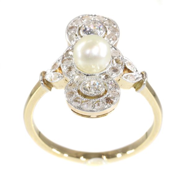 Antique Edwardian Pearl and Diamond Ring