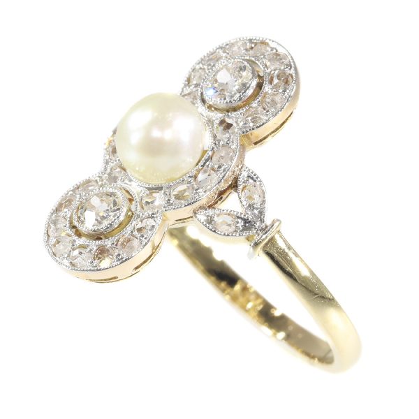 Antique Edwardian Pearl and Diamond Ring
