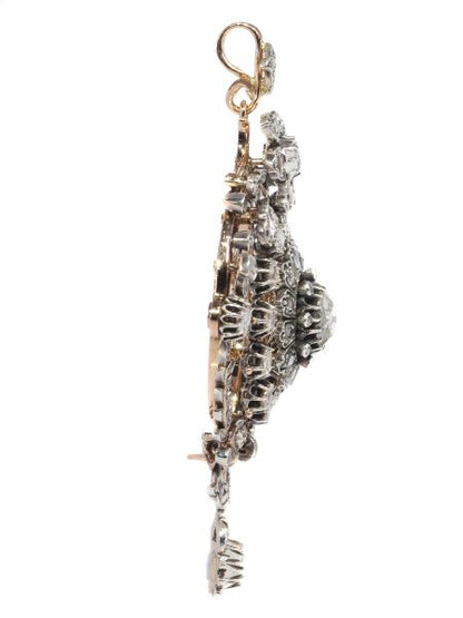 Antique Victorian Rose Cut Diamond Cluster Pendant Brooch Ring, Circa 1860