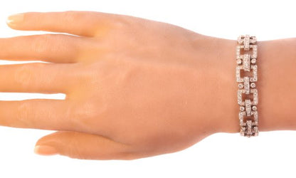 Vintage 1950s Art Deco Style Diamond Bracelet in Platinum, 10 carats