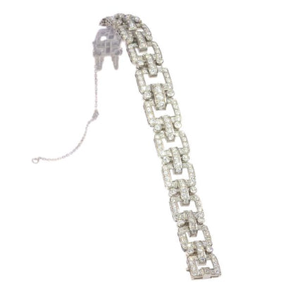 Vintage 1950s Art Deco Style Diamond Bracelet in Platinum, 10 carats
