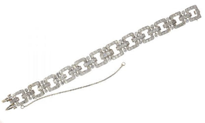 Vintage 1950s Art Deco Style Diamond Bracelet in Platinum, 10 carats