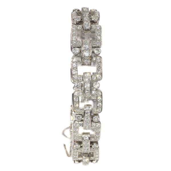 Vintage 1950s Art Deco Style Diamond Bracelet in Platinum, 10 carats