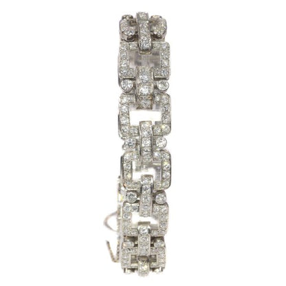 Vintage 1950s Art Deco Style Diamond Bracelet in Platinum, 10 carats