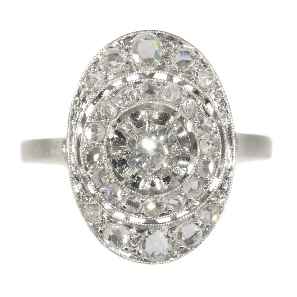 Art Deco French Old Cut Diamond Cluster Dress Ring