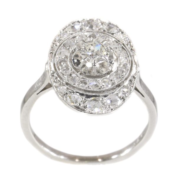 Art Deco French Old Cut Diamond Cluster Dress Ring