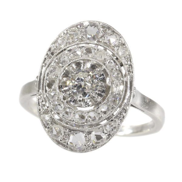Art Deco French Old Cut Diamond Cluster Dress Ring