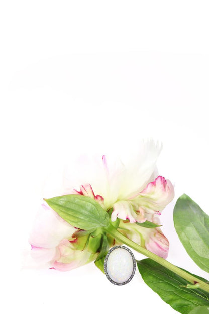 Vintage 30.45 Carat Opal And Diamond Ring In 18 Carat Yellow Gold And Silver