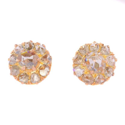 Antique Victorian Rose Cut Diamond Cluster Stud Earrings, late 19th century, Circa 1880