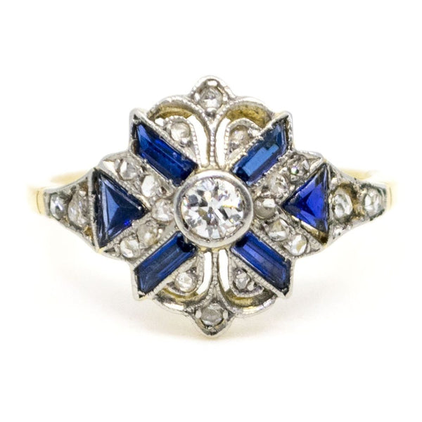 Antique Art Deco Sapphire and Diamond Ring