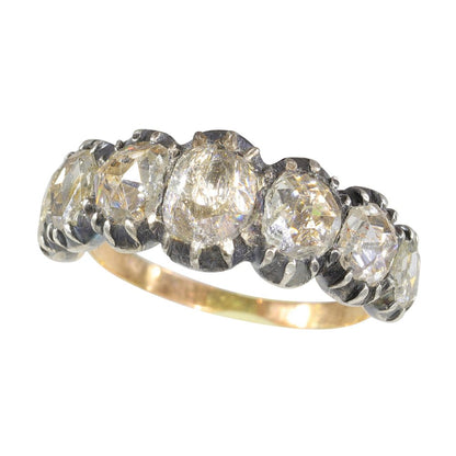 Georgian Diamond Ring In 18 Carat Rose Gold And Silver